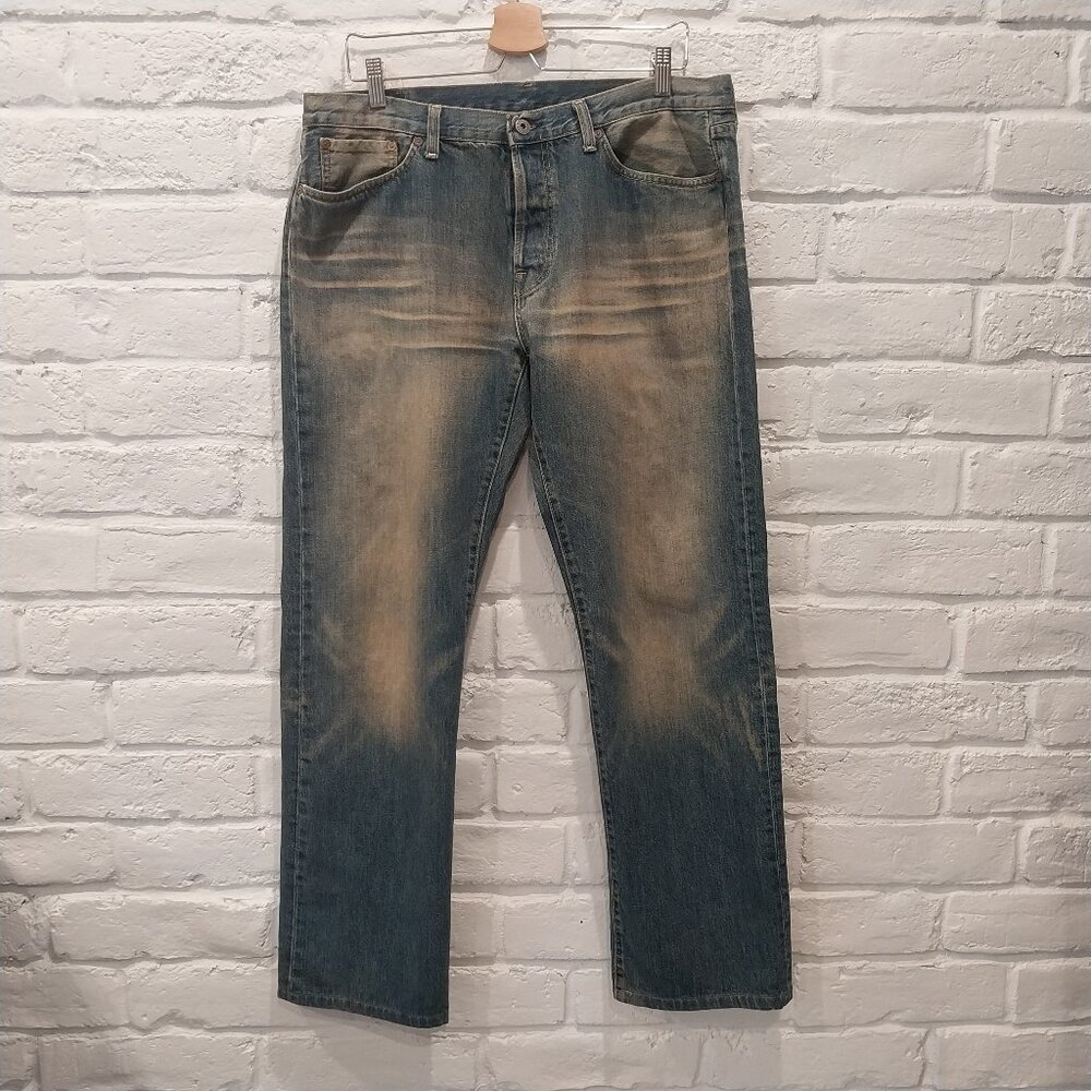 Replay Jeans Mens 38x34 (36x30.5) MV914 Blue Straight Leg Made in Italy Cotton